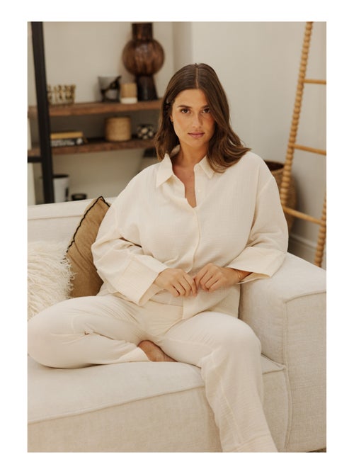 Chemise manches longues en gaze de coton cécily - Kiabi Chemise manches longues en gaze de coton cécily - Kiabi