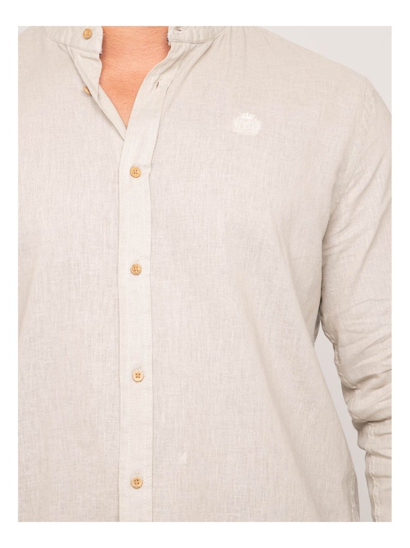 Chemise manches longues lin duchero Beige - Kiabi