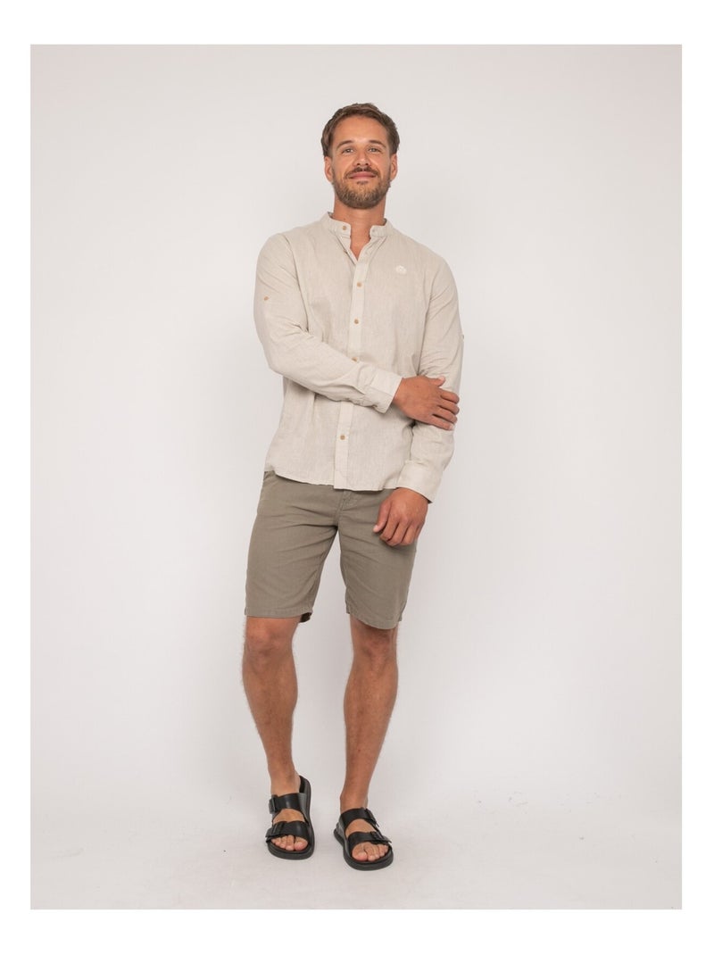 Chemise manches longues lin duchero Beige - Kiabi