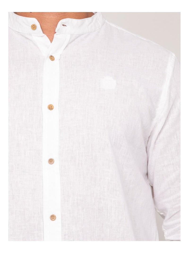 Chemise manches longues lin duchero Blanc - Kiabi