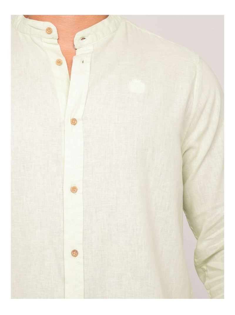 Chemise manches longues lin duchero Vert clair - Kiabi