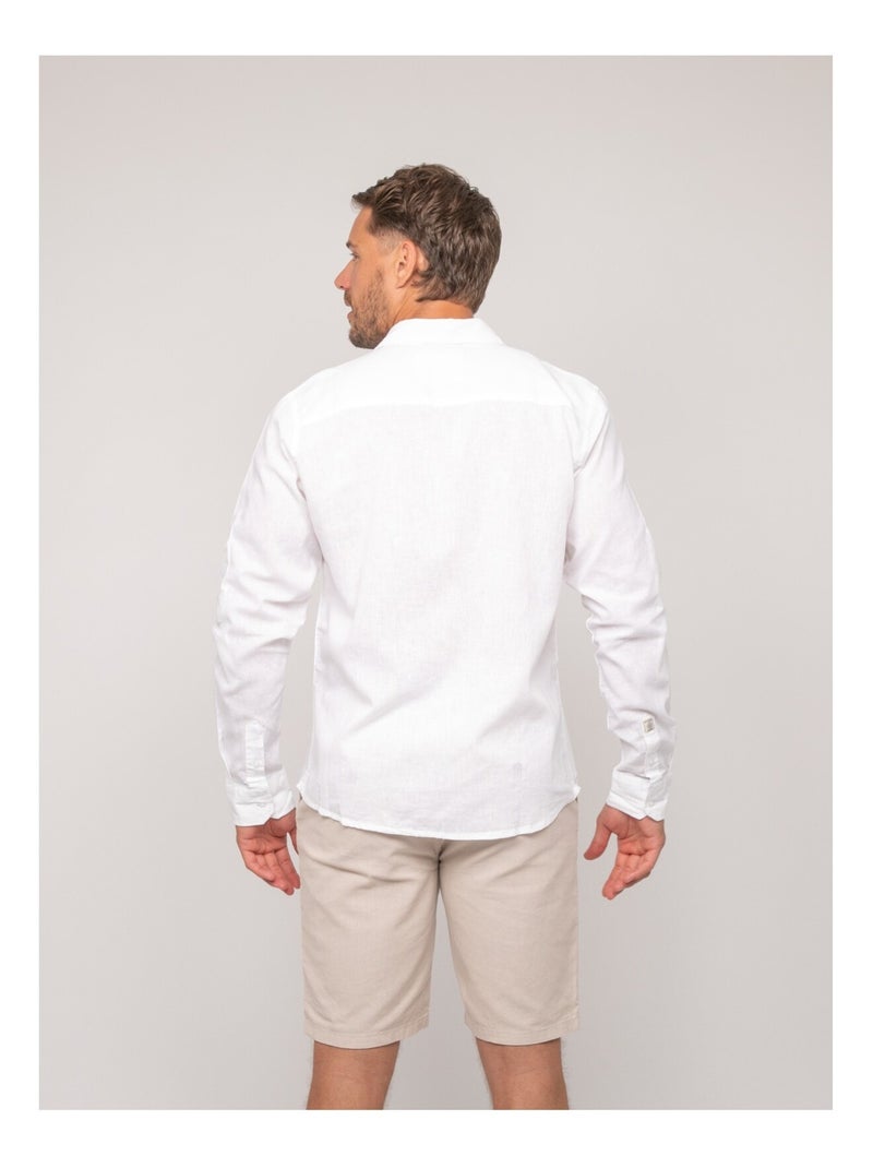 Chemise manches longues lin dumolak Blanc - Kiabi