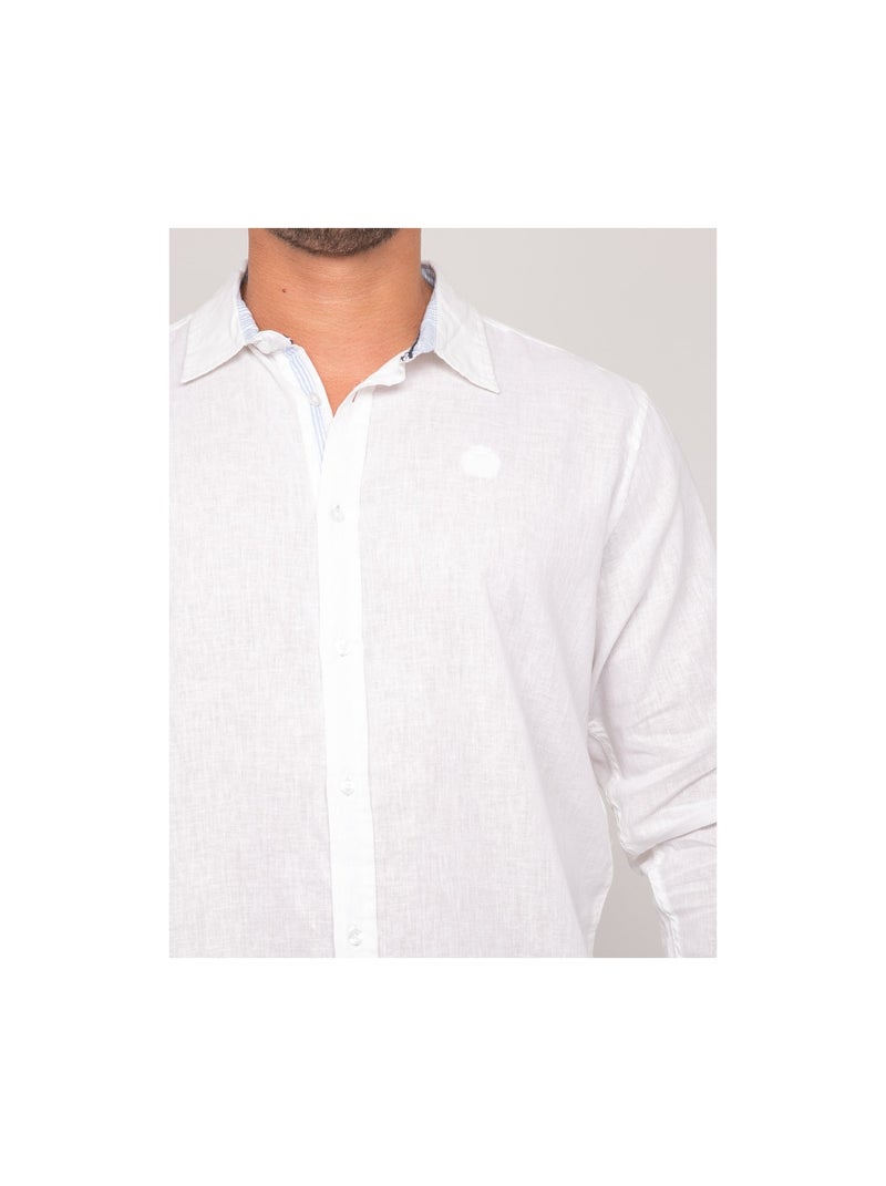 Chemise manches longues lin dumolak Blanc - Kiabi