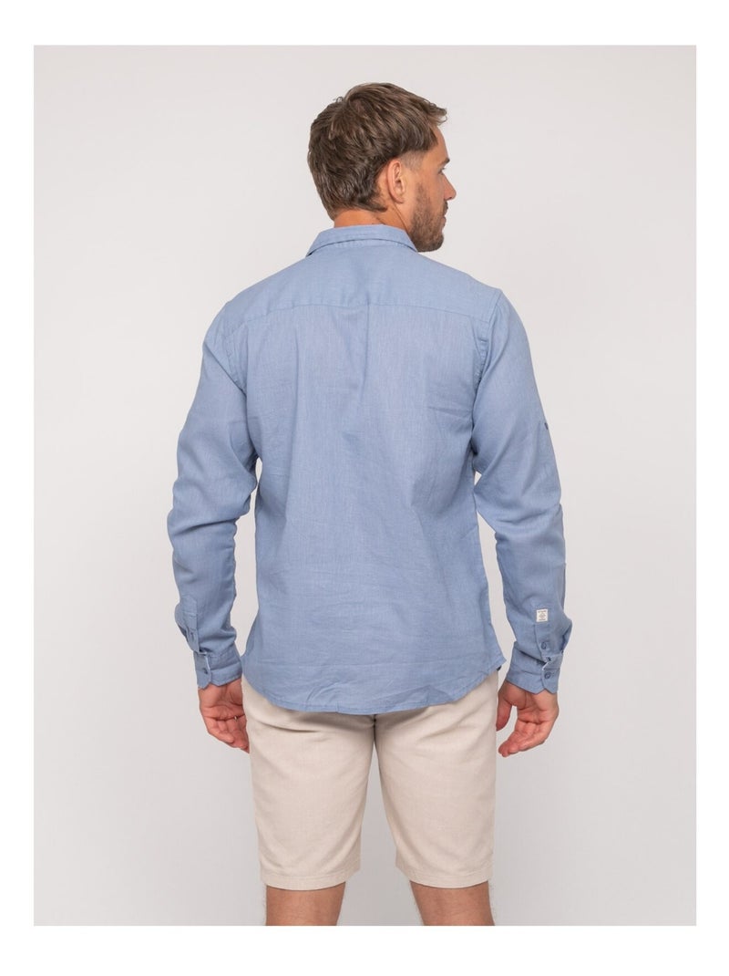 Chemise manches longues lin dumolak Bleu - Kiabi