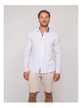 Chemise manches longues lin rayures duplaya
