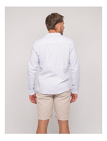 Chemise manches longues lin rayures duplaya