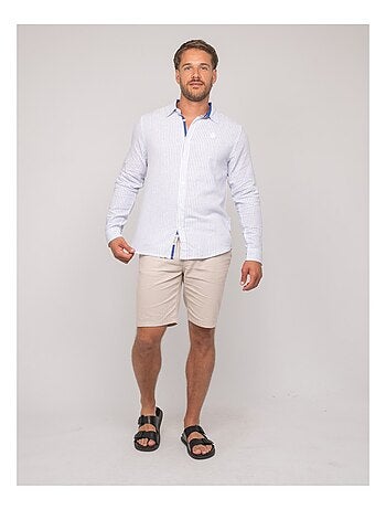 Chemise manches longues lin rayures duplaya