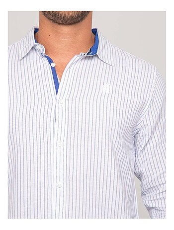 Chemise manches longues lin rayures duplaya