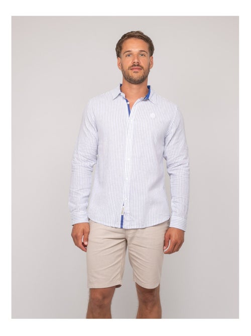 Chemise manches longues lin rayures duplaya - Kiabi