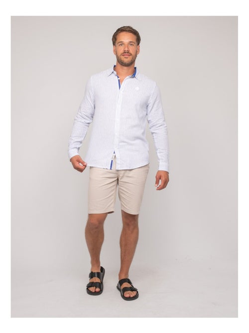 Chemise manches longues lin rayures duplaya - Kiabi