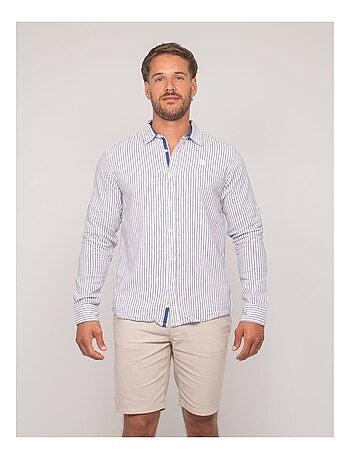 Chemise manches longues lin rayures duplaya
