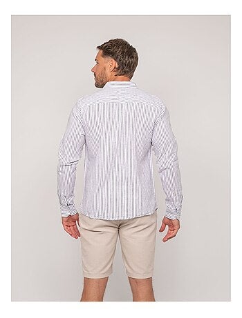 Chemise manches longues lin rayures duplaya