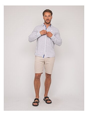 Chemise manches longues lin rayures duplaya