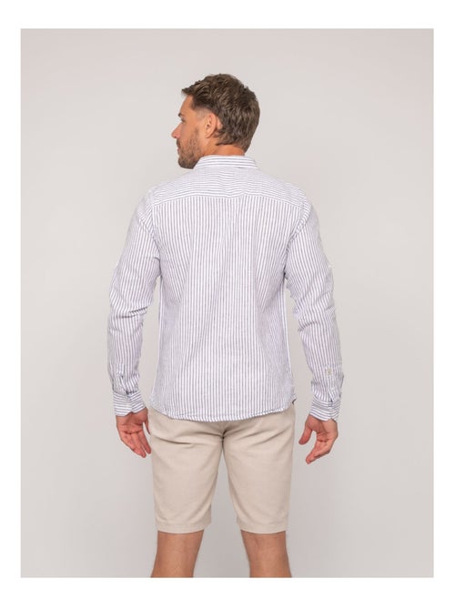 Chemise manches longues lin rayures duplaya - Kiabi