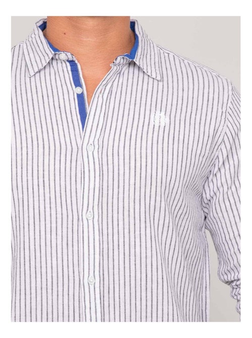 Chemise manches longues lin rayures duplaya - Kiabi