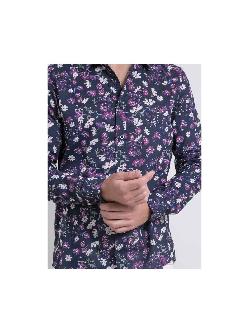 Chemise manches longues motifs duloic Bleu marine - Kiabi