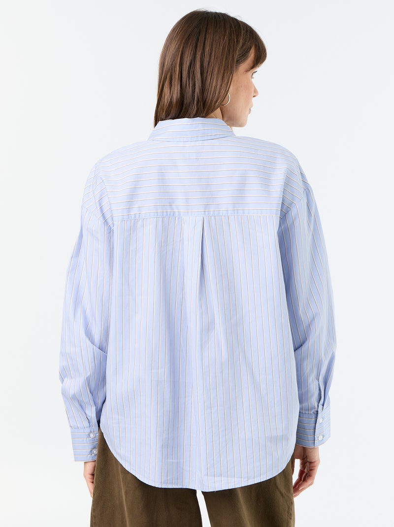 Chemise manches longues rayée Bleu - Kiabi