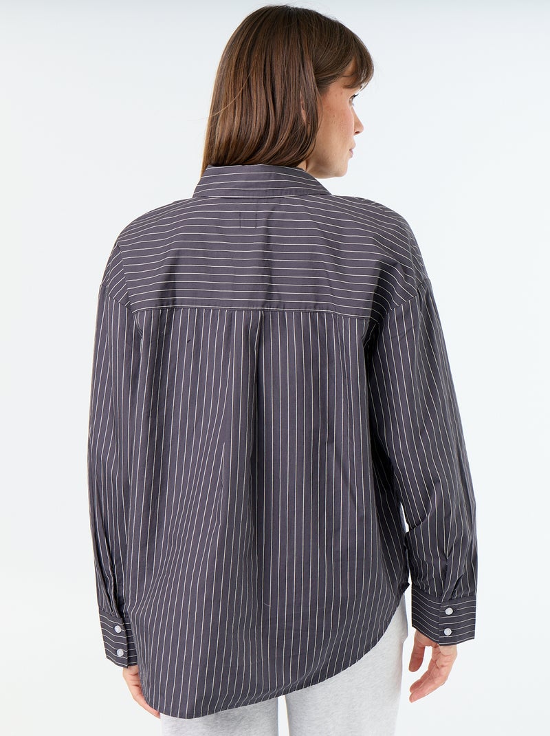Chemise manches longues rayée Gris - Kiabi