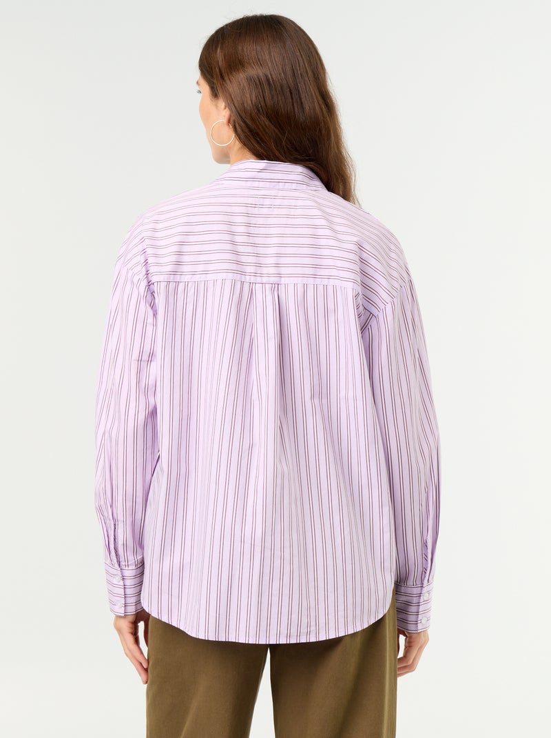 Chemise manches longues rayée Violet - Kiabi