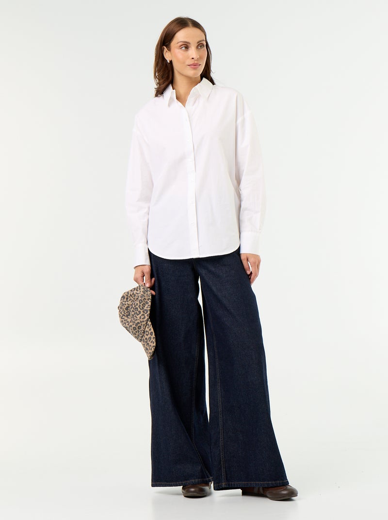 Chemise manches longues unie Blanc - Kiabi