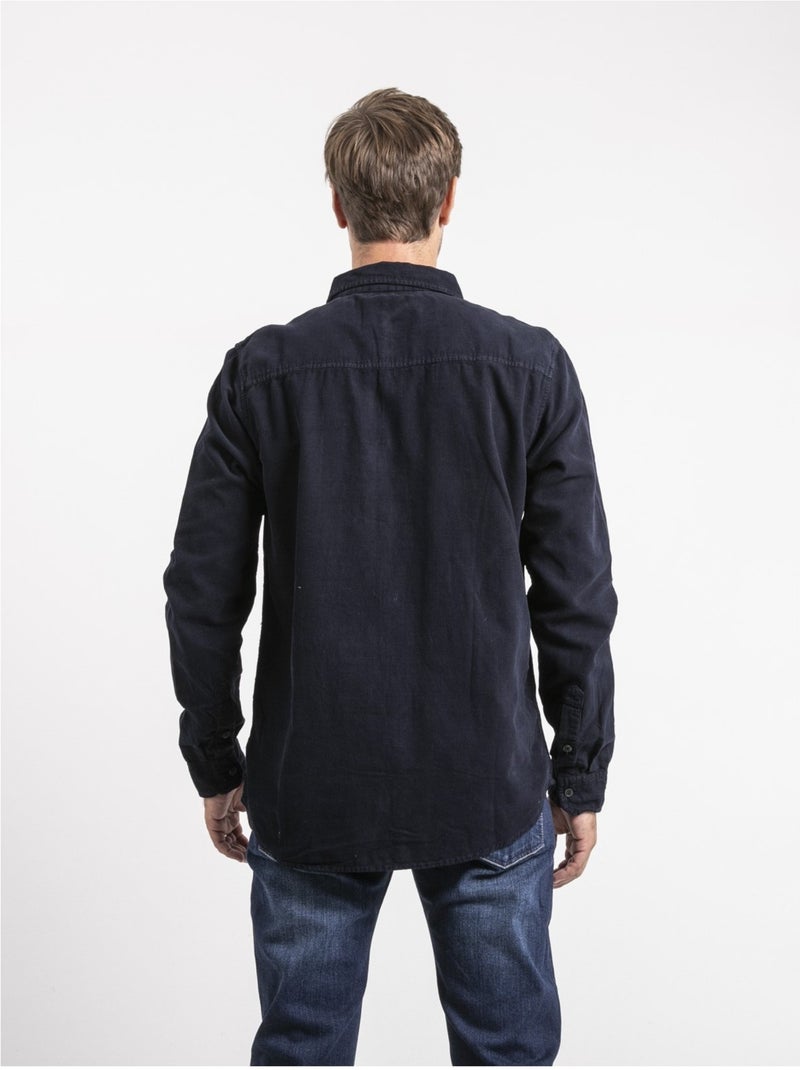 Chemise manches longues velours côtelé torold Bleu marine - Kiabi
