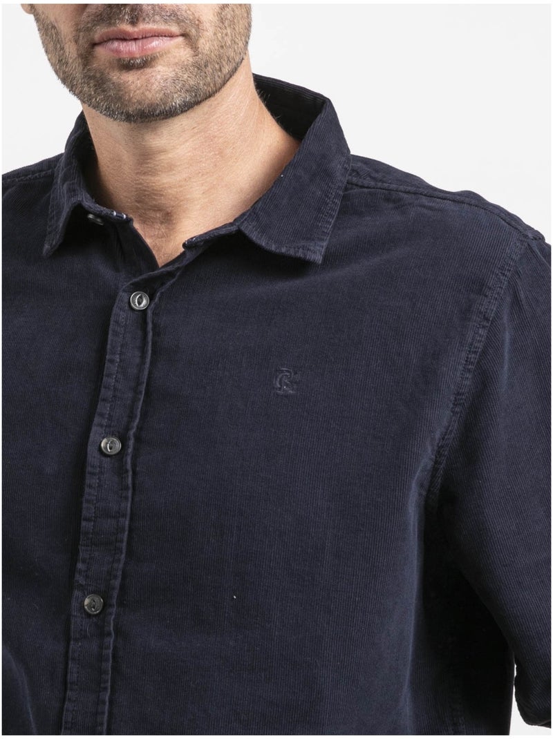 Chemise manches longues velours côtelé torold Bleu marine - Kiabi