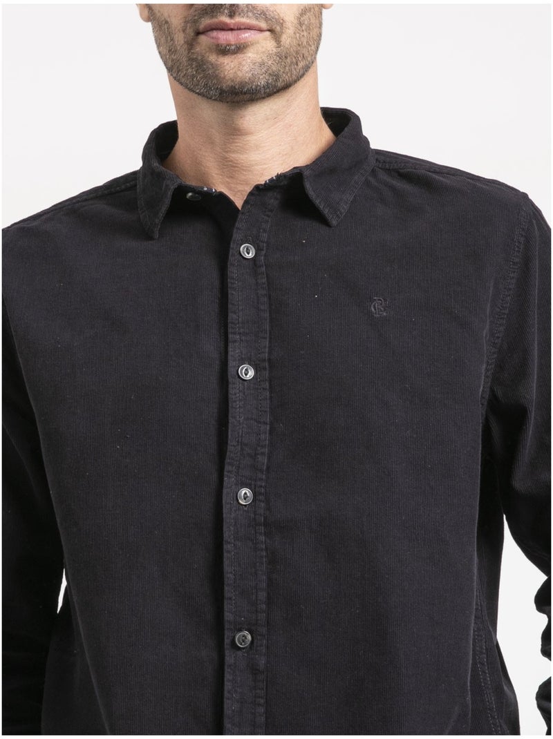 Chemise manches longues velours côtelé torold Noir - Kiabi