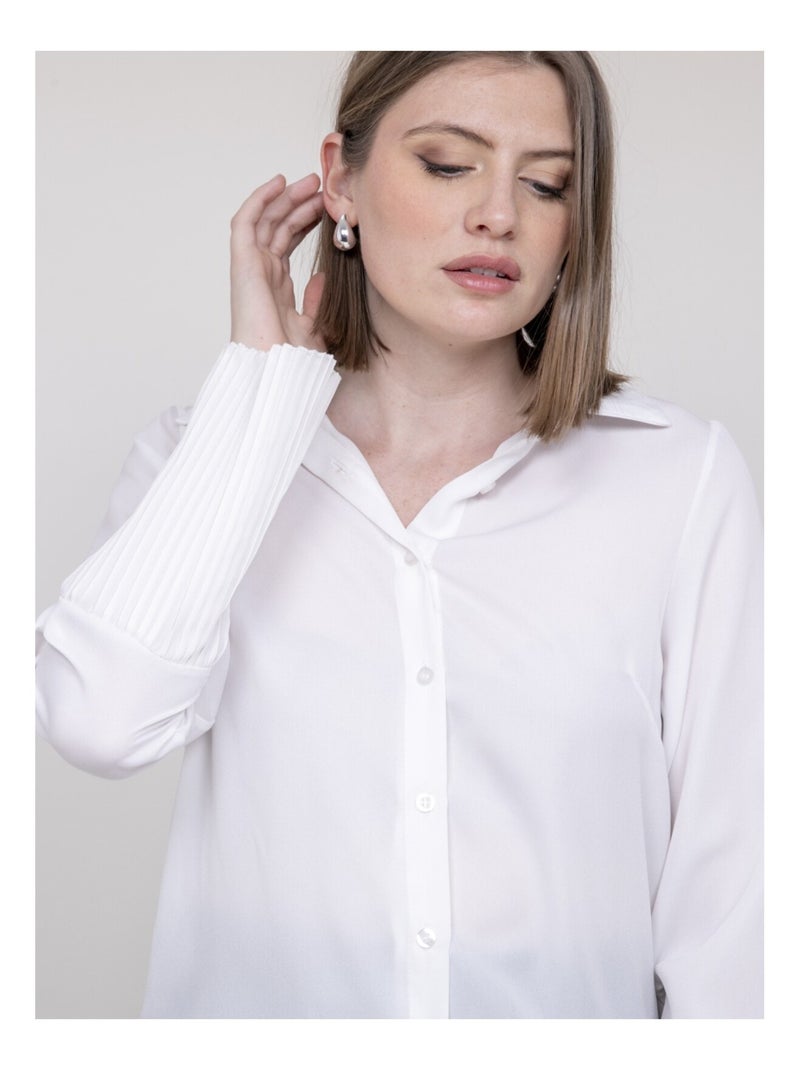 Chemise manches plissées ovide Blanc - Kiabi