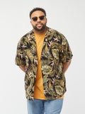 chemise manchzes courtes à motif NOIR - Kiabi