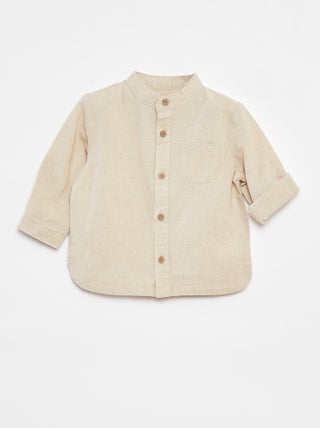 Chemise mao en lin mélangé