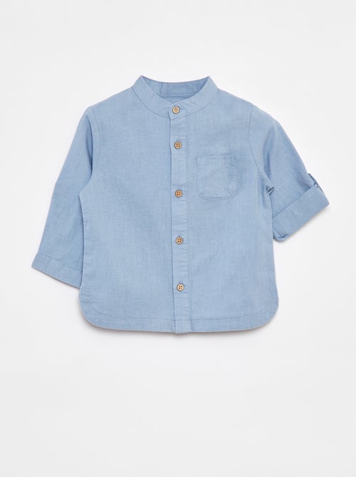 Chemise mao en lin mélangé - Kiabi