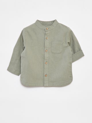 Chemise mao en lin mélangé