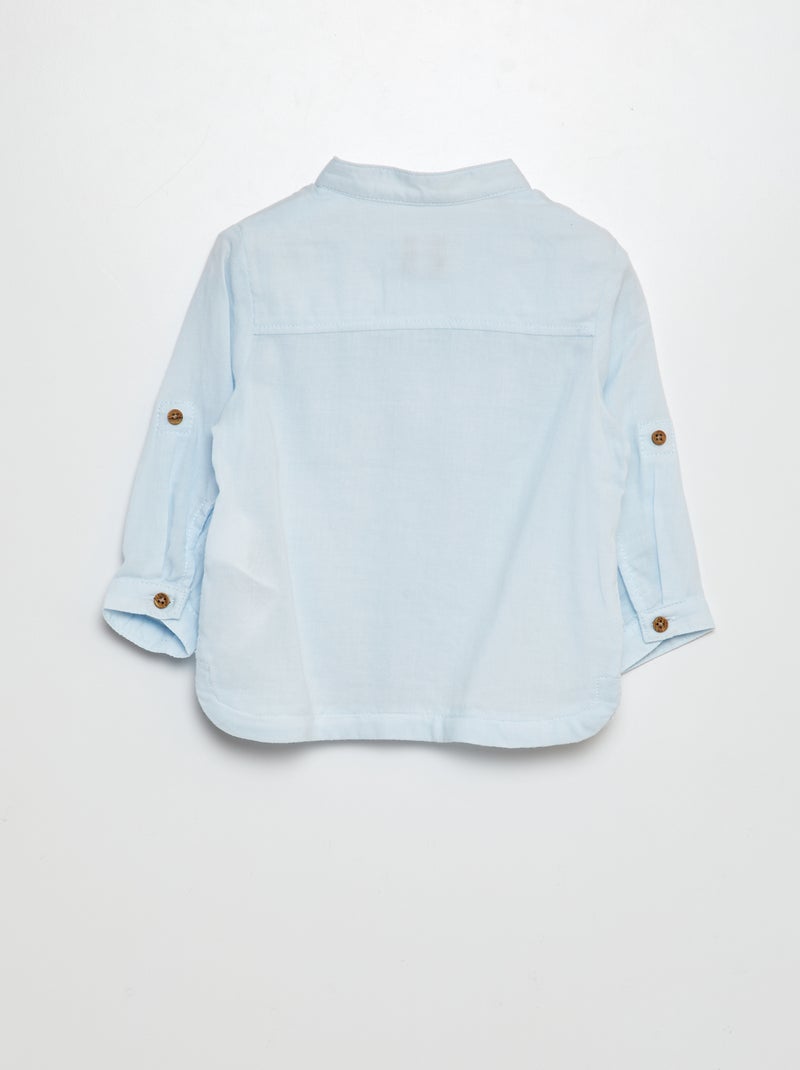 Chemise matière légère col mao Bleu - Kiabi