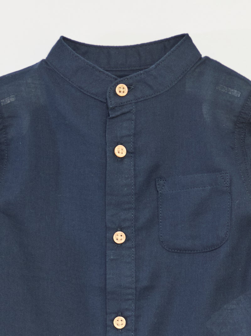 Chemise matière légère col mao Bleu - Kiabi