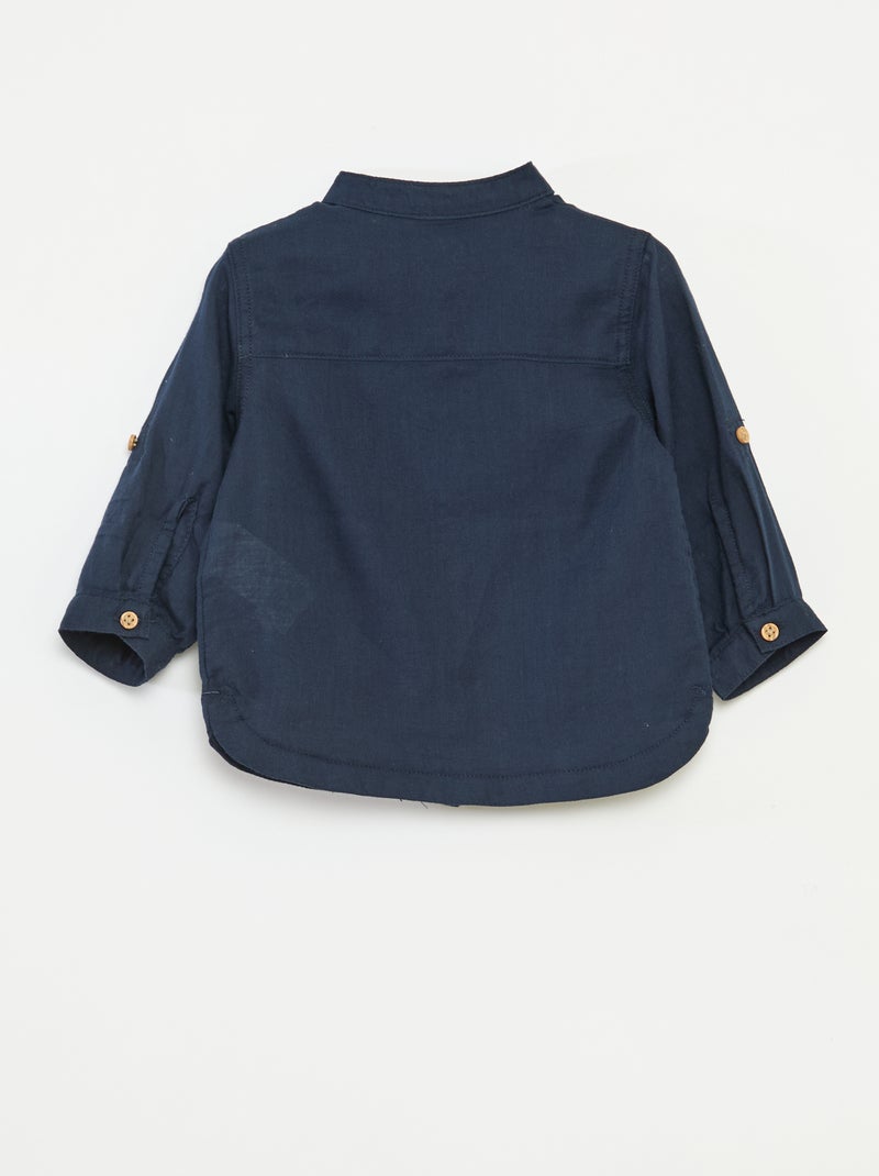 Chemise matière légère col mao Bleu - Kiabi