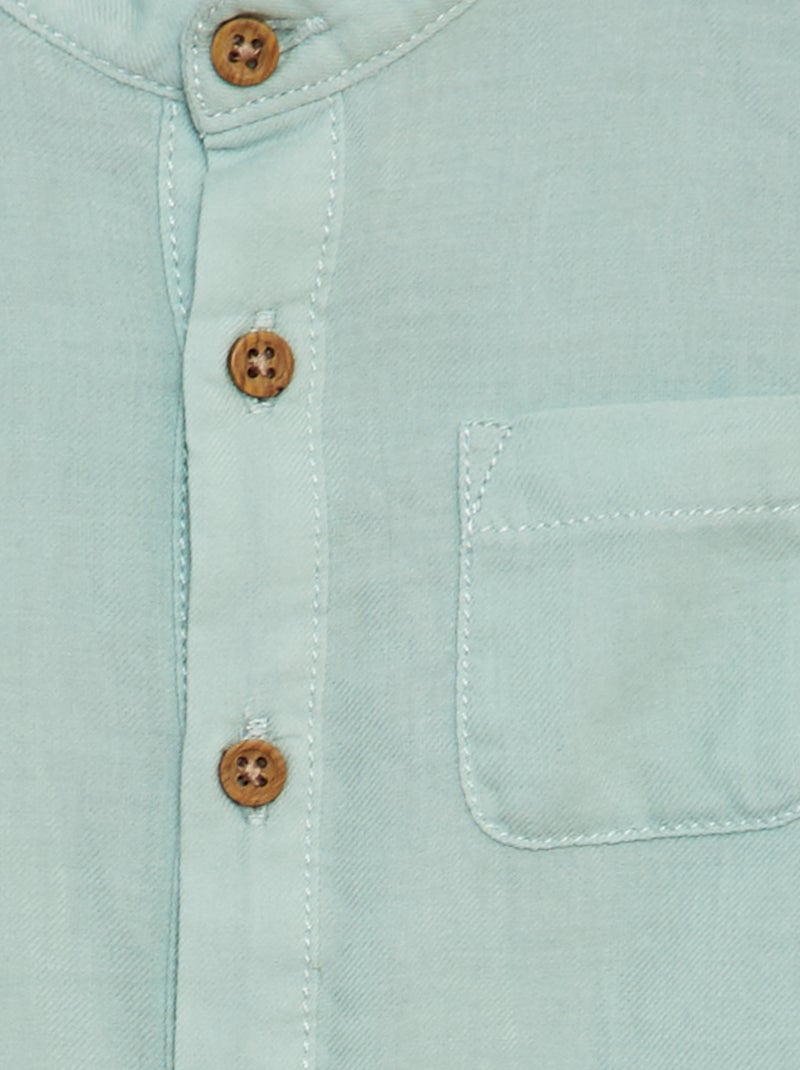 Chemise matière légère col mao Vert - Kiabi
