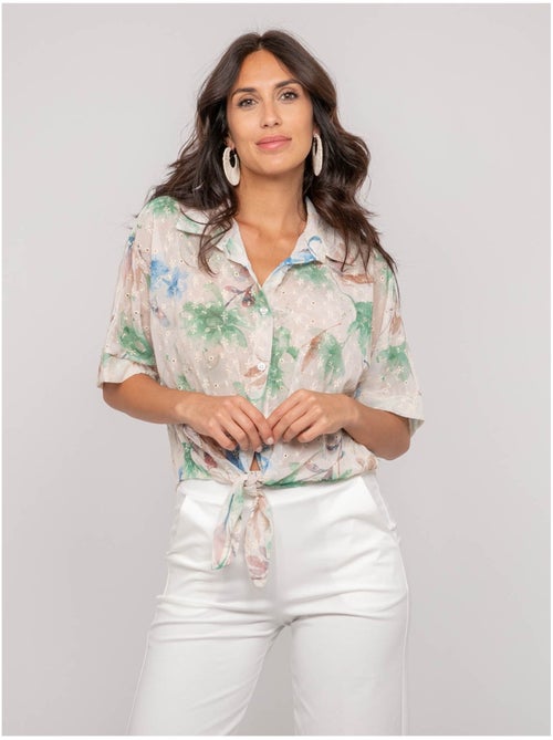 Chemise motif avec broderie owanie - Kiabi