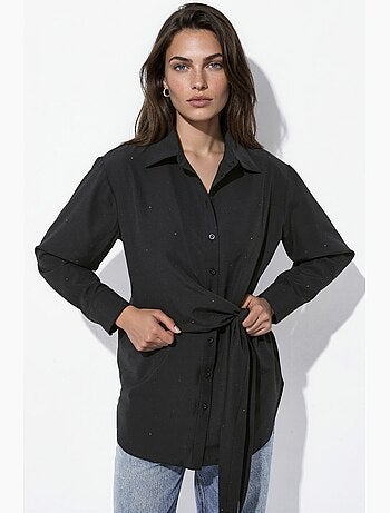 Chemise ornée de strass avec détail noué hiccup