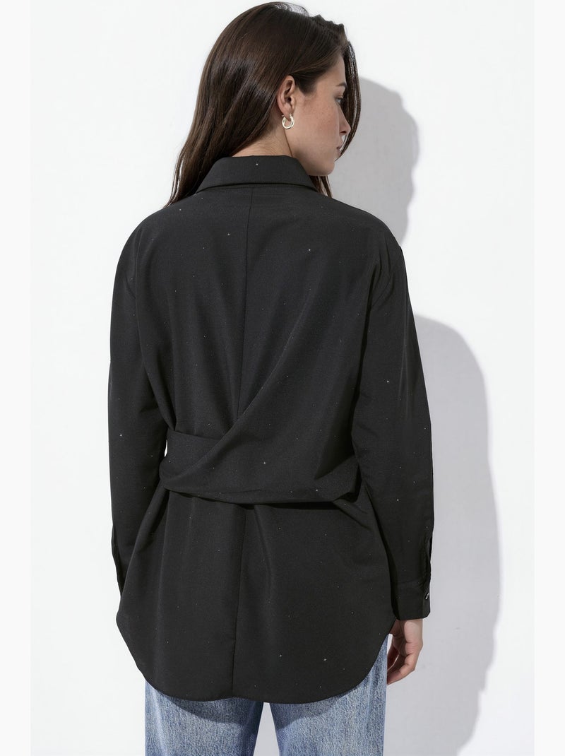 Chemise ornée de strass avec détail noué hiccup Noir - Kiabi