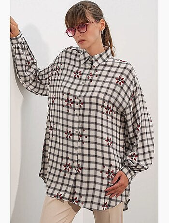 Chemise oversize à carreaux en crêpe bdart