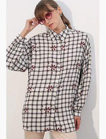 Chemise oversize à carreaux en crêpe bdart