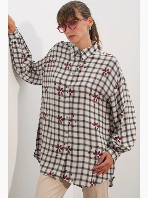Chemise oversize à carreaux en crêpe bdart - Kiabi