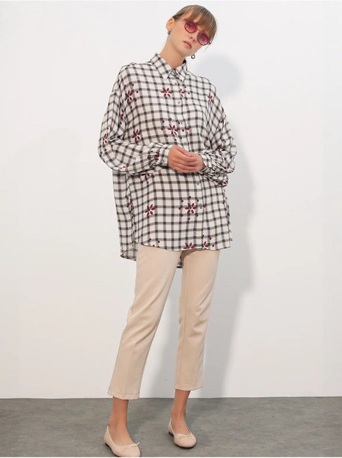 Chemise oversize à carreaux en crêpe bdart - Kiabi