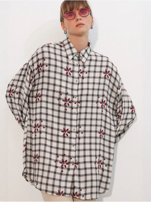 Chemise oversize à carreaux en crêpe bdart - Kiabi