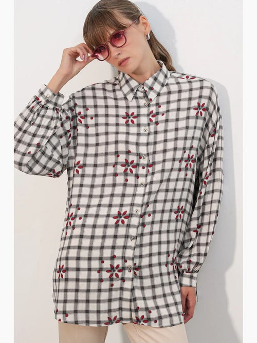 Chemise oversize à carreaux en crêpe bdart - Kiabi