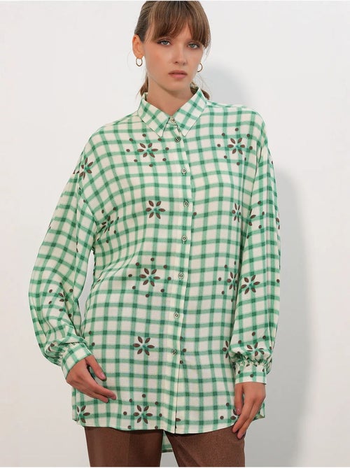 Chemise oversize à carreaux en crêpe bdart - Kiabi
