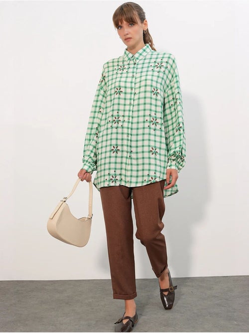Chemise oversize à carreaux en crêpe bdart - Kiabi