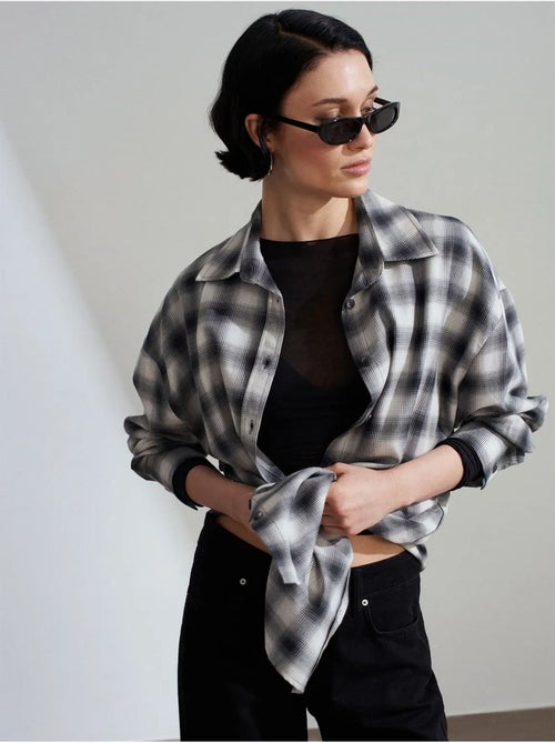 Chemise oversize à carreaux et manches longues dilvin - Kiabi