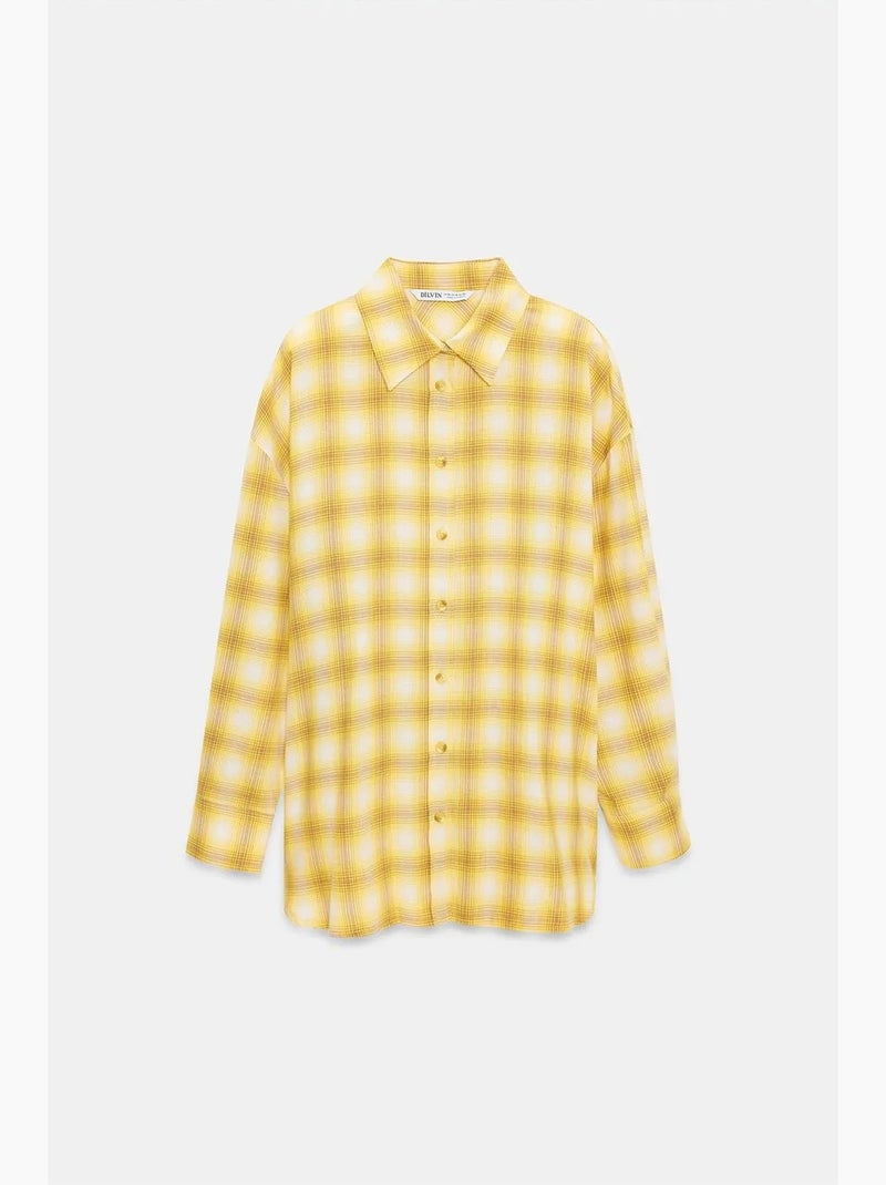 Chemise oversize à carreaux et manches longues dilvin Jaune - Kiabi