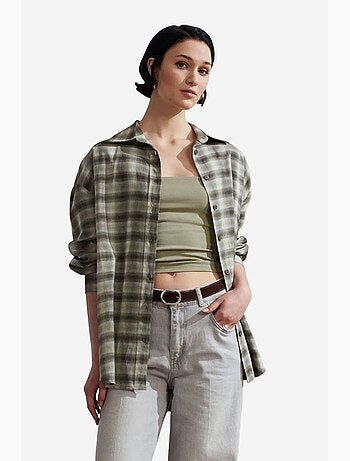 Chemise oversize à carreaux et manches longues dilvin